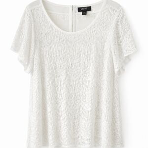 Verve Ami White Lace Scoop Neck Top 1X Boho Romantic